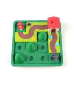 Gra dla dzieci, w której trzeba ułożyć ścieżkę dla Czerwonego Kapturka