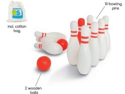 BS Toys - kręgle drewniane - biało - czerwone