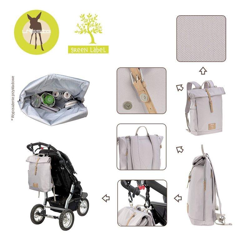 Lassig - Plecak dla mam z akcesoriami - Green Label - Rolltop Backpack - szary - obrazek 8