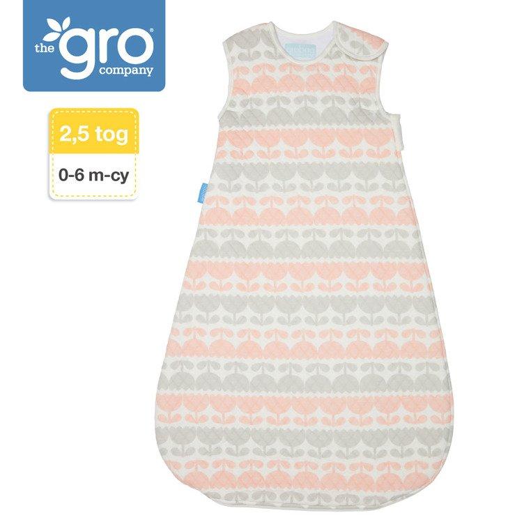 Gro Company - Śpiworek - Grobag Blushing Tulips - o grubości 2,5 tog - 0-6 miesiąca - Jacquard - obrazek 2