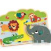 Djeco - Puzzle drewniane - zwierzątka w ZOO - dźwięk