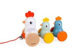 Janod - drewniana kurka z kurczętami do ciągnięcia