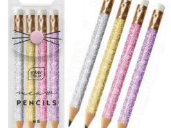 Interdruk - 4 ołówki mini w kolorach brokatowych