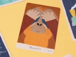 Karty gry z ilustracjami orangutanów do zapamiętania sekwencji